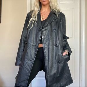 Vintage Authentic Black Leather Coat